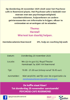 Psychosecafé Roermond, thema: Herstel!